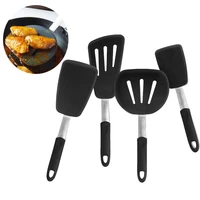 4pcs nonstick silicone spatula turner set heat resistant extra large and wide spatulas for cooking
