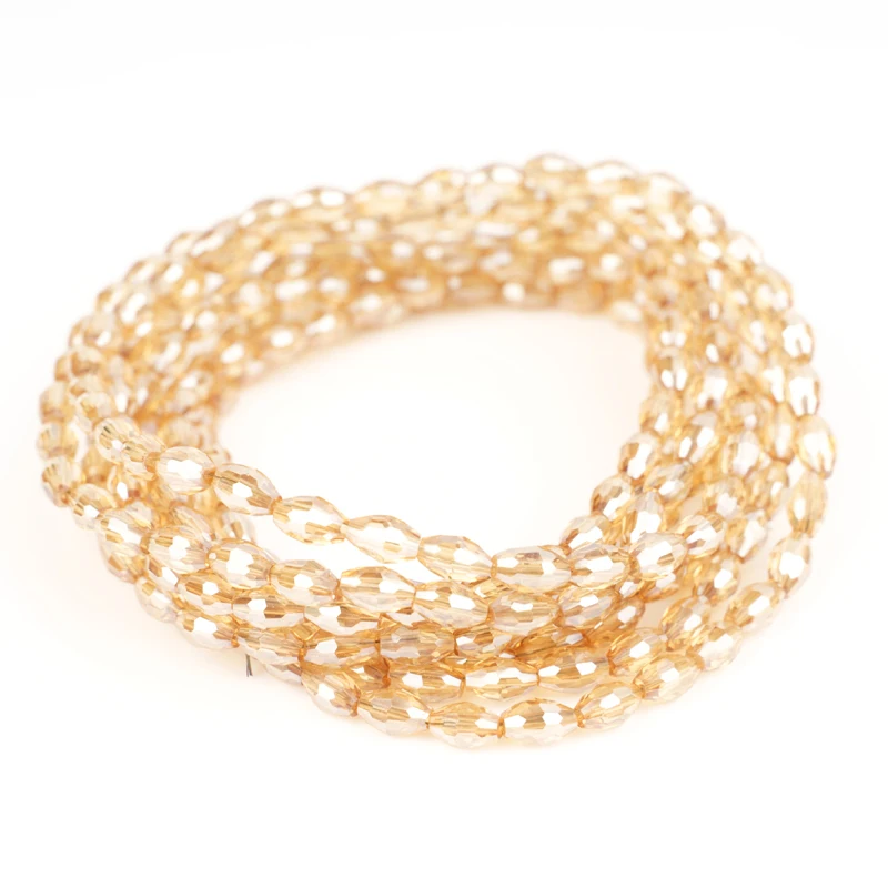 

Champagne Oval Shape Faceted Glass Beads Czech Crystal Loose Beads for Jewelry Making Accessories Necklace Bracelet DIY
