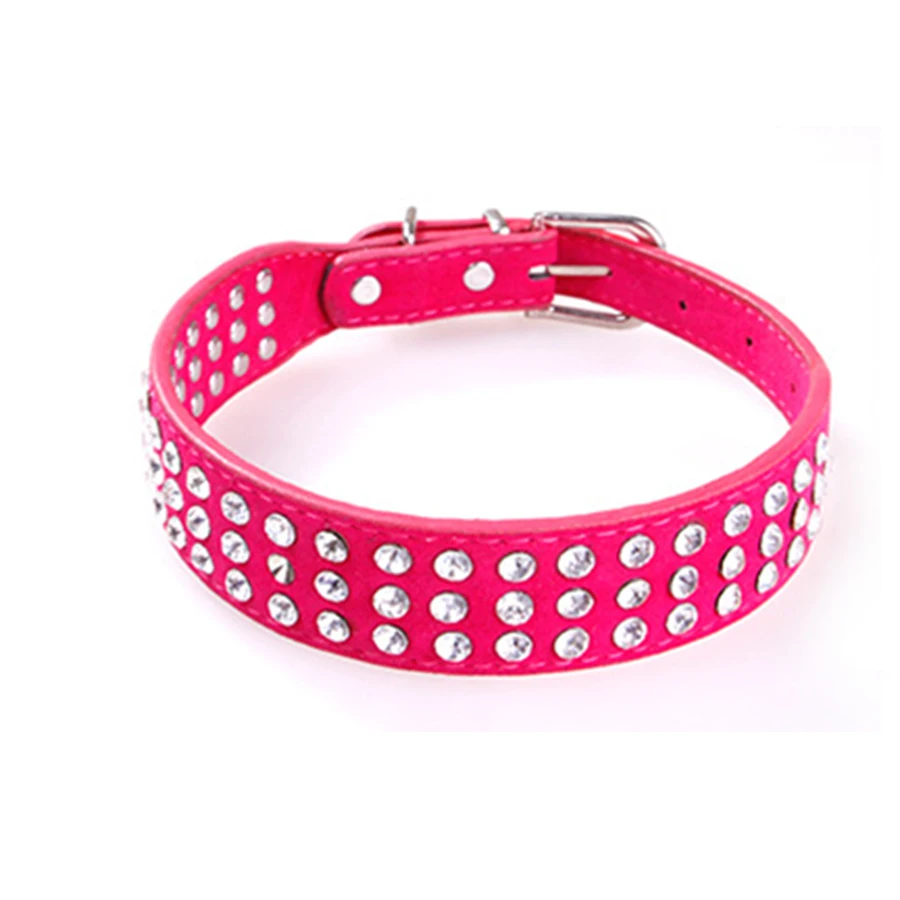 

PU Leather Adjustable Pet Dog Collar Rhinestone Neck Lead Dog Necklace Pink Pets Pomeranian Collare Cane Leash For Dogs DD70QY