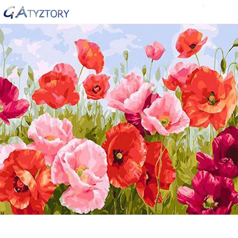 

GATYZTORY Frame DIY Painting By Numbers Colorful Painted Art Gift DIY Picture By Number Flower Kits Home Decoration