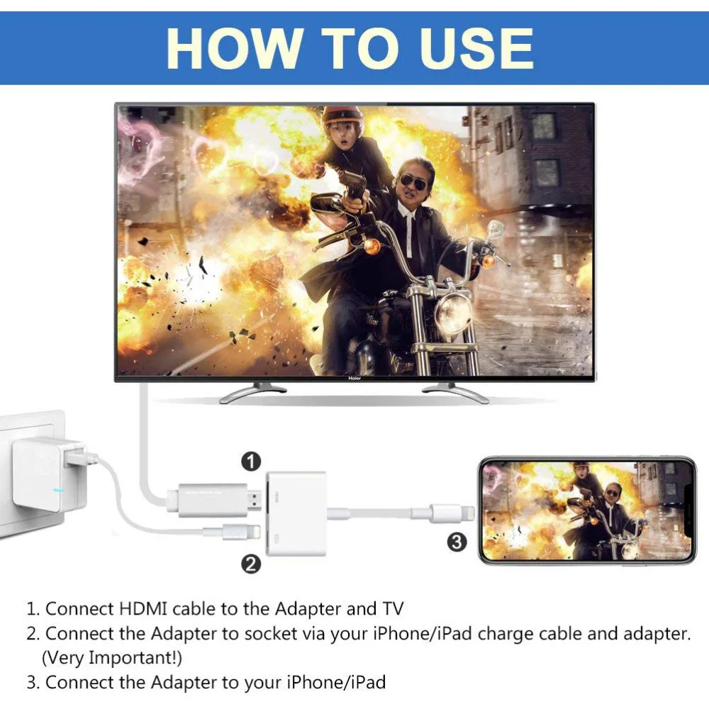 4K1080P для iPhone HDMI VGA аудио адаптер Apple ipad ipod Цифровой AV Подключение 4K HD ТВ проектор