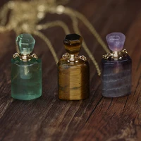 natural stone perfume bottle necklace cylindrical semi precious pendant charms for elegant women love romantic gift 60 cm