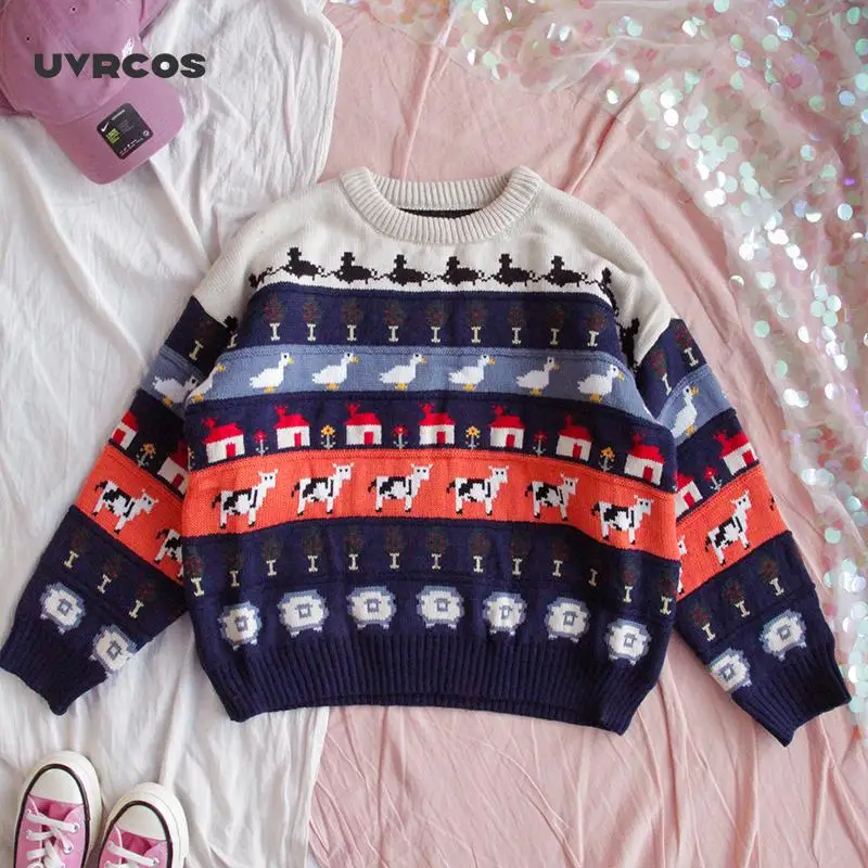 

Autumn Vintage Ladies Sweaters Thick Pullover Winter Warm Knitting Jumper Soft Long Sleeve Sweater Lovely Top