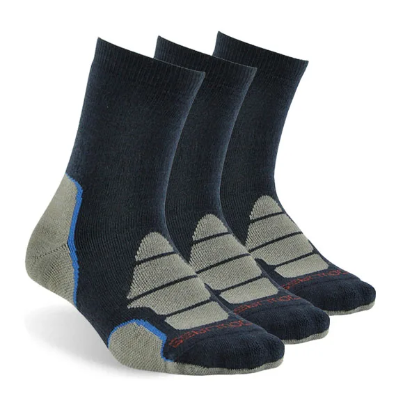 Носки из мериносовой шерсти, ZEALWOOD Athletic cushit Crew hiking& походные носки, 1/3 пар - Цвет: 3 pair blue gray