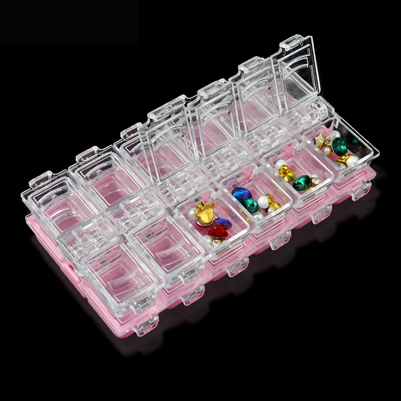 

Lamemoria шкатулка для ювелирных изделий с 12 сетками аксессуары 2020 коробка для хранения украшений инструменты модные материалы для ногтей из ПВ...