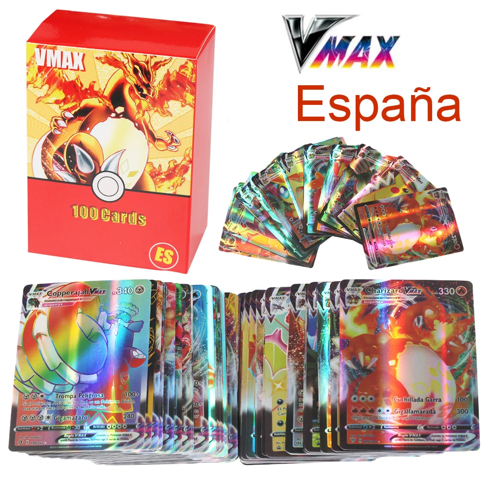 

2021 Hot New Pokemon Cards Spanish TAG TEAM GX VMAX V Trainer Energy Shining Cards Game Castellano Español Children Toy
