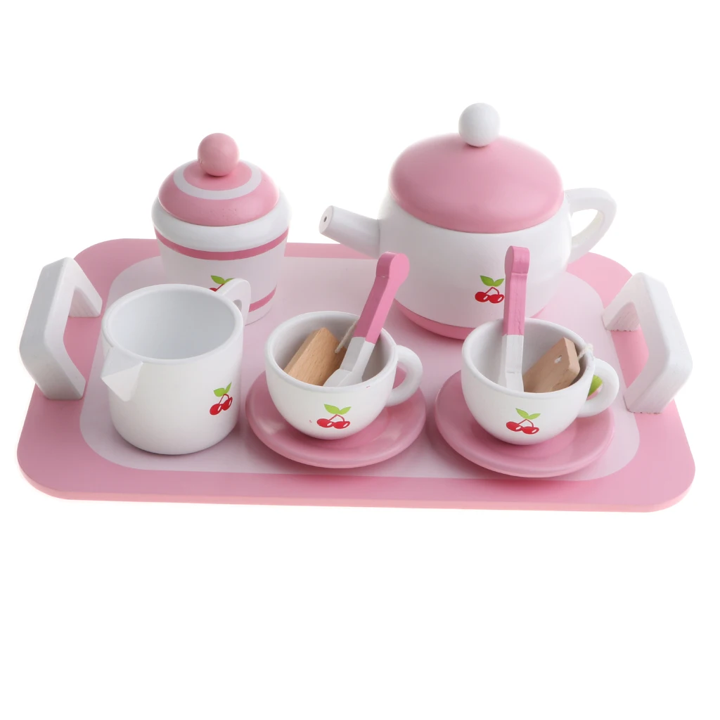 

Kitchen Wood Toy Tableware Tea Set Pretend Play Children Kid Play Role Games