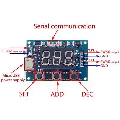 Постоянный ток 5 30V микро USB 5V Мощность независимый генератор pwm 2 канала