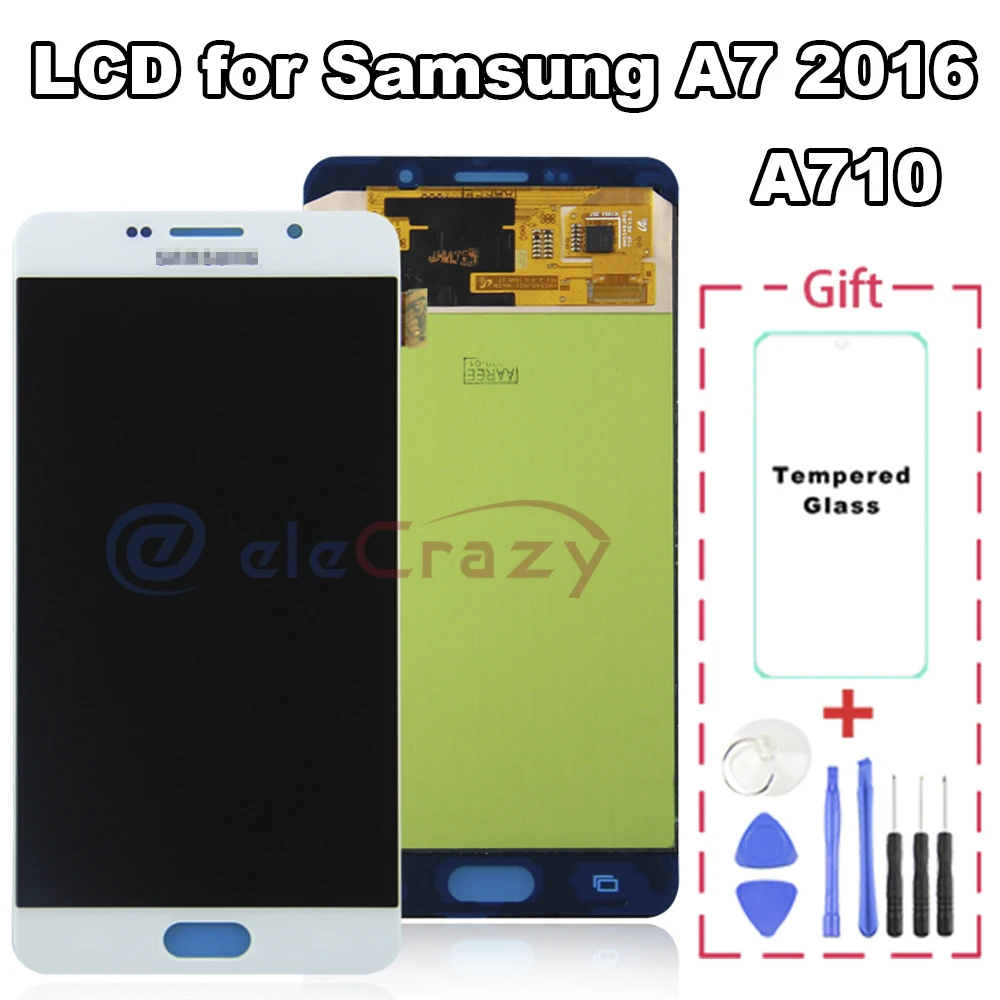 

Оригинальный ЖК-дисплей для Samsung Galaxy A7 2016 A710, A710F A710M, сенсорный экран, дигитайзер в сборе, замена, 100% Протестировано