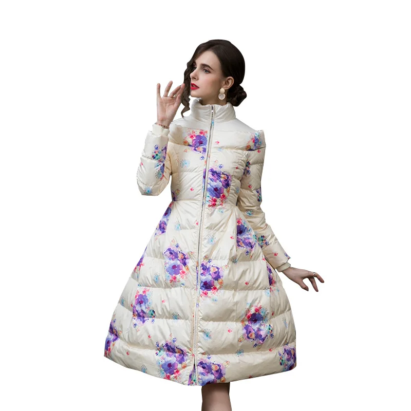 

Пуховик женский, зимний, 2021 г., с мокрым принтом, романтичный, французский стиль, длинная парка