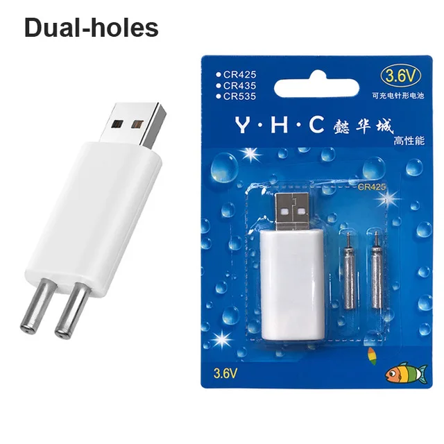 1pc dual-holes Электронный поплавок перезаряжаемый аккумулятор CR425 USB зарядное устройство светящийся поплавок литиевый штыревой элемент ночные рыболовные снасти 3 размера - Цвет: 1pc dual-holes