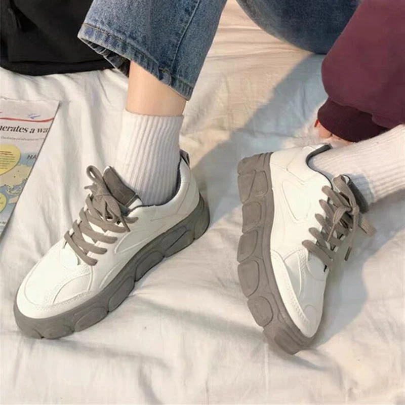 

XZ0078 New Mixed Colors Sneakers Women Fashion Comfortable Platform Vulcanize Shoes Lace Up Flats Casual Ladies Footwear