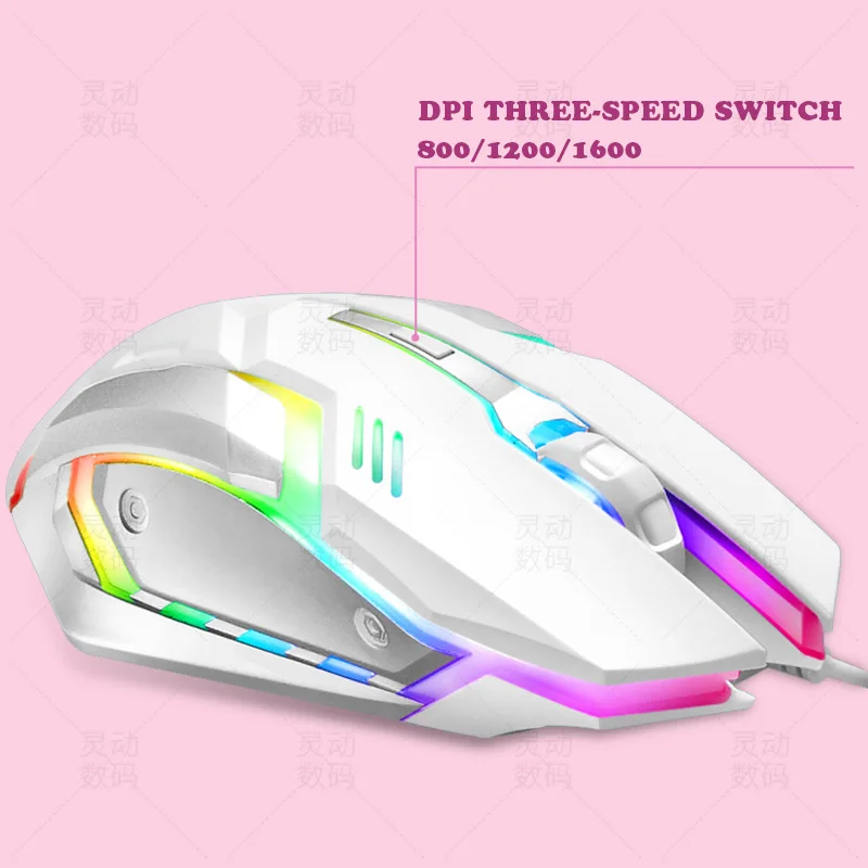Проводная USB-мышь для девочек милая розовая светящаяся игровая компьютерная мышь