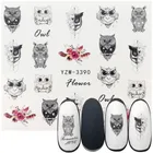 Переводные наклейки для ногтей, в стиле ретро, черная сова, 1 лист