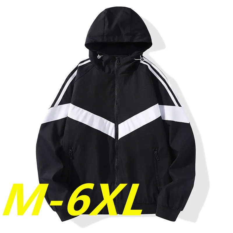 

Mens Windbreaker Jacket Autumn Thin Hooded Plus Size Outdoor Sport Windbreaker Men Jackets