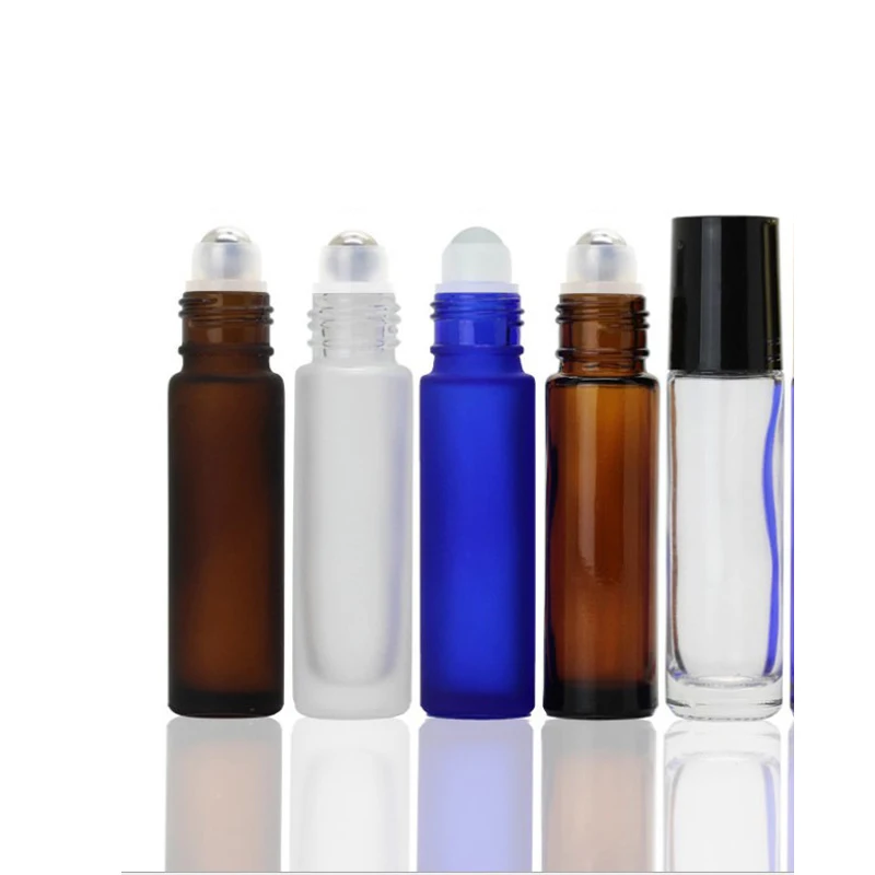 

12pcs 10ml Empty Frosted Glass Essential Oil Bottles Metal Roller Ball Sample Container