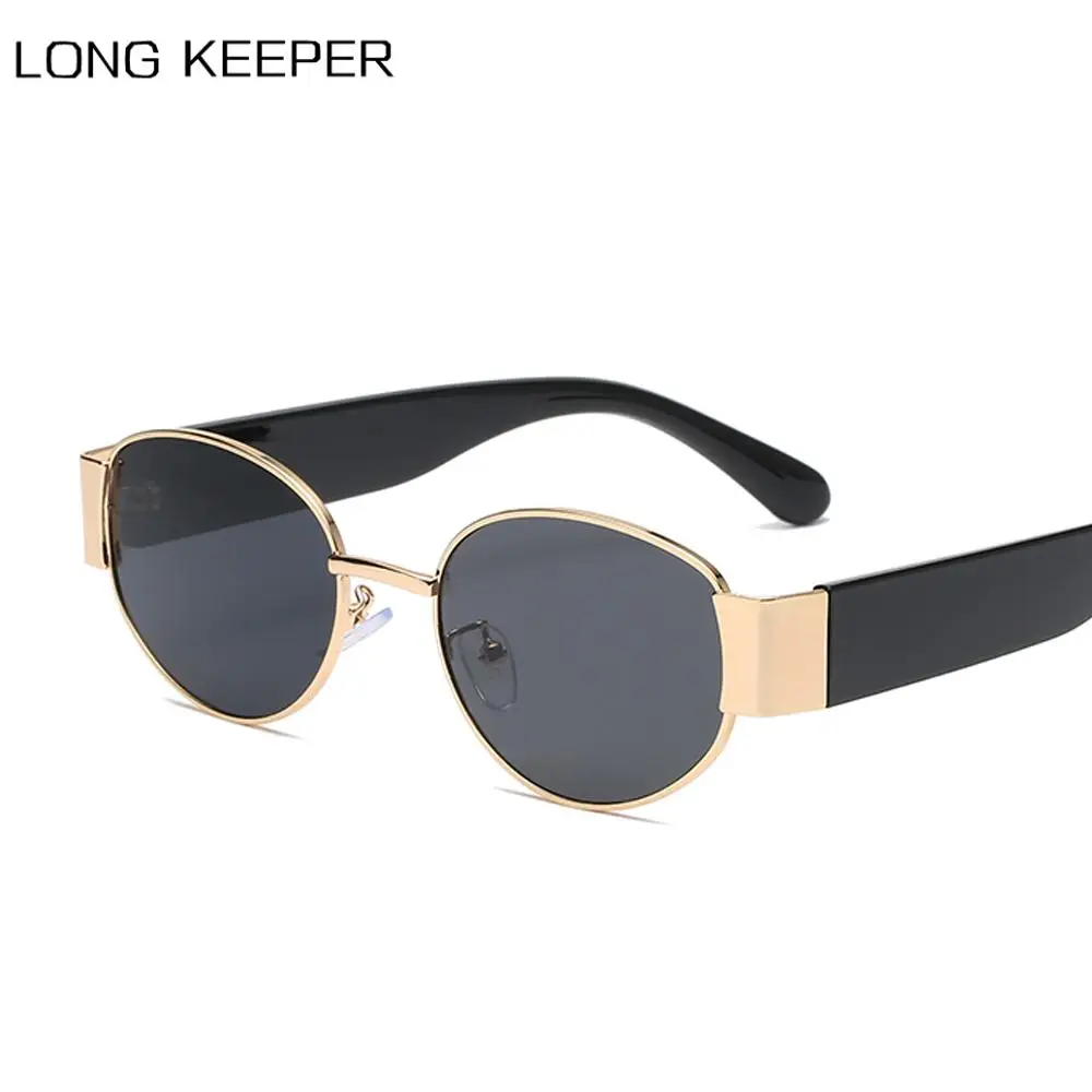 

LongKeeper New Retro Steampunk Sunglasses Men Brand Designer Oval Sun Glasses Metal Frame Driving Eyewear UV400 Gafas de sol