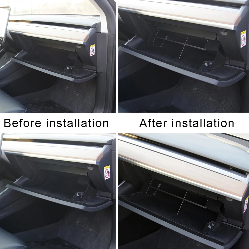 

Central Storage Stowing Tidying Segmentation Partition Box Car Accessories Glove Box for Tesla Model 3 Center Console Organizer