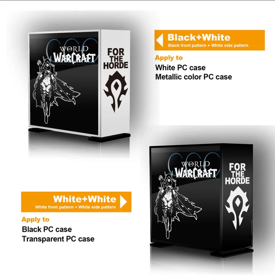 Игровой чехол World of Warcraft для ПК наклейка s ATX Mid компьютера стеклянная декоративная