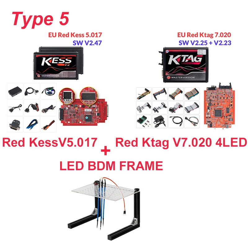 Kess Ktag LED Frame Красный KESS V2.47 V5.017 без жетонов ЭБУ чип Тюнинг мастер ЭКЮ программист KESS V2 менеджер Тюнинг Комплект для автомобиля/грузовика - Цвет: Kess Ktag LED Frame