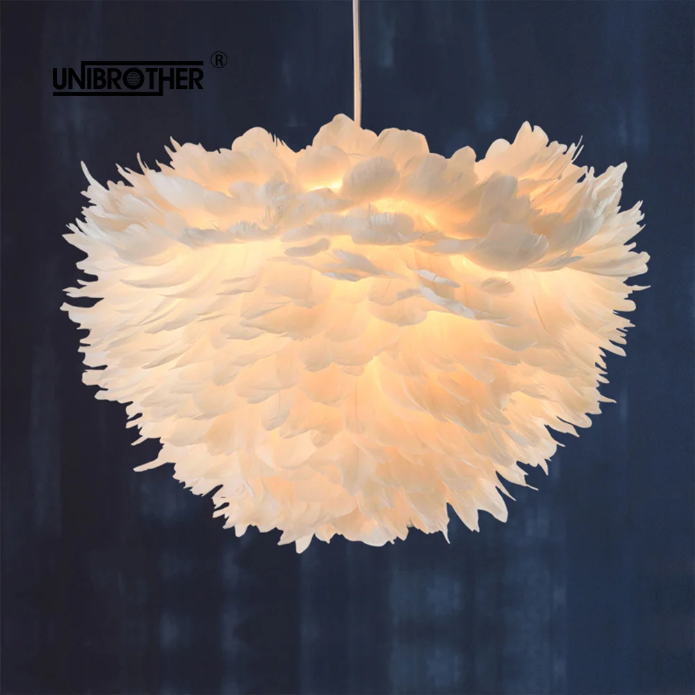 Подвесные лампы с перьями Светильники для спальни скандинавские романтические