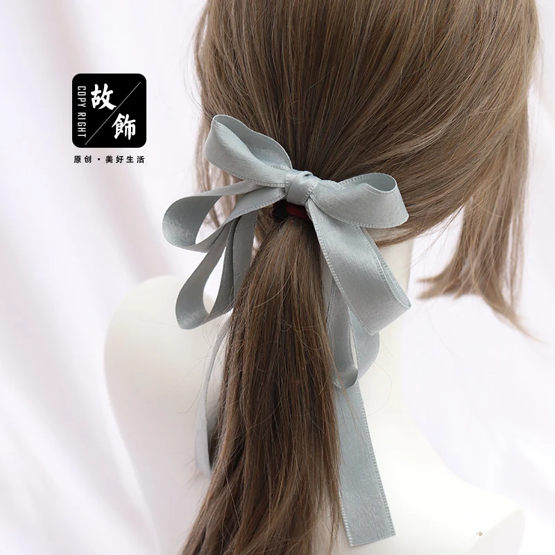 

Japanese Large Silk Ribbon Handmade Bowknot Small Fresh Headdress Hairpin Solid Color Head Rope Daily Hair Circle