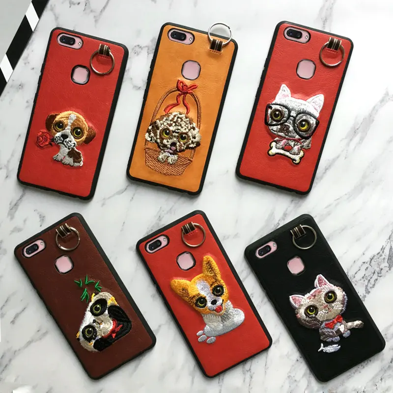 Забавный чехол для телефона с вышивкой собаки кошки панды VIVO X9s X9 Plus X20 X21 из кожи
