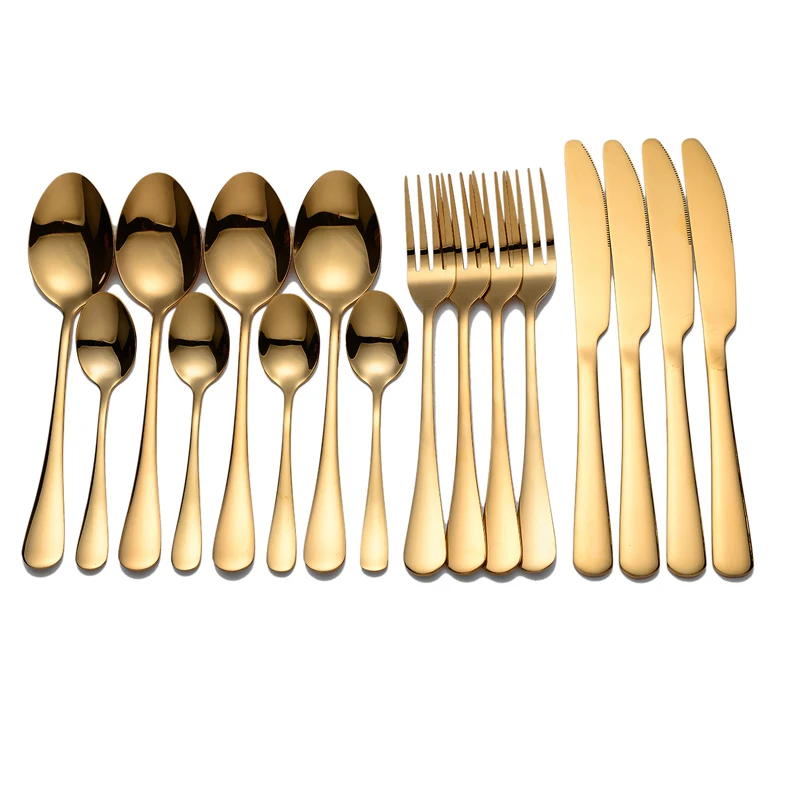 

Tablewellware Rose Gold Cutlery Fork Spoon Knife Set 16 Pcs Cutlery Set Kitchen Dinner Set Portable Tableware Box Eco Friendly