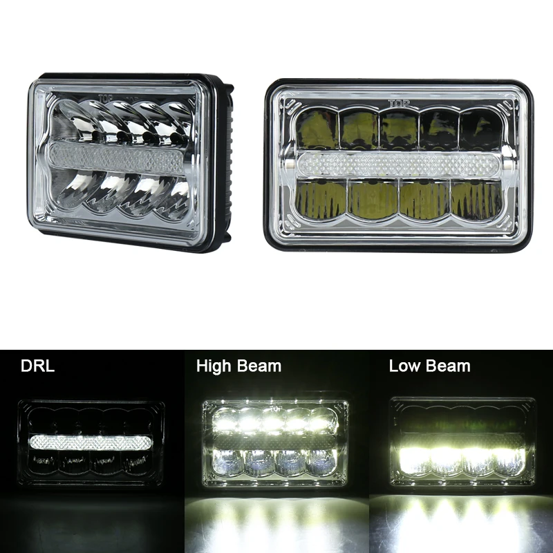 Квадратные бусины 4x6 &quot45 Ватт машинные Led Wrangler фары высокой/ближнего света H4