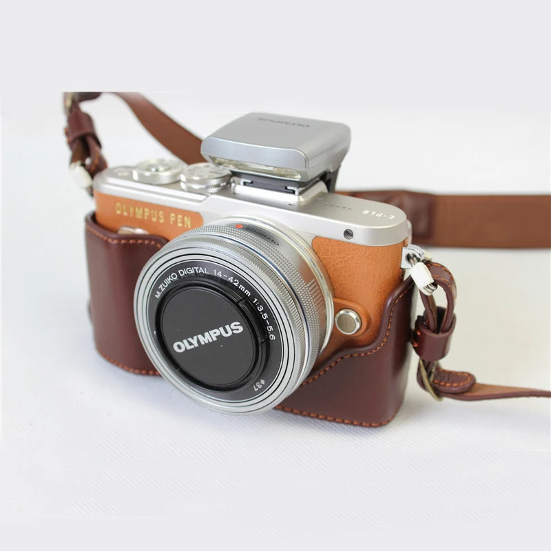 Портативный чехол Половина корпуса камеры из натуральной кожи для Olympus EPL9 EPL8 EPL7