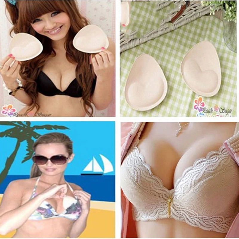 

1 Pair Woman Swimsuit Padded Sponge Foam Push Up Enhancer Chest Cup Thick Bikini Swimwear Inserts Triangle Bra Pad