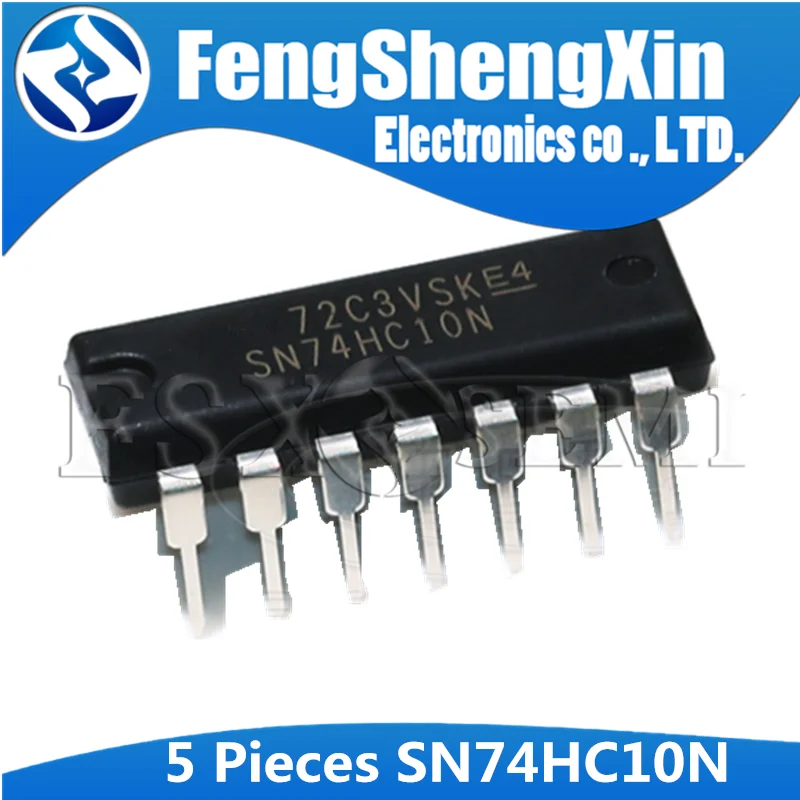 5 шт., микросхема SN74HC10N DIP-14 74HC10 DIP-14 HD74HC10P, 3 входа, POSITIVE-NAND шт.