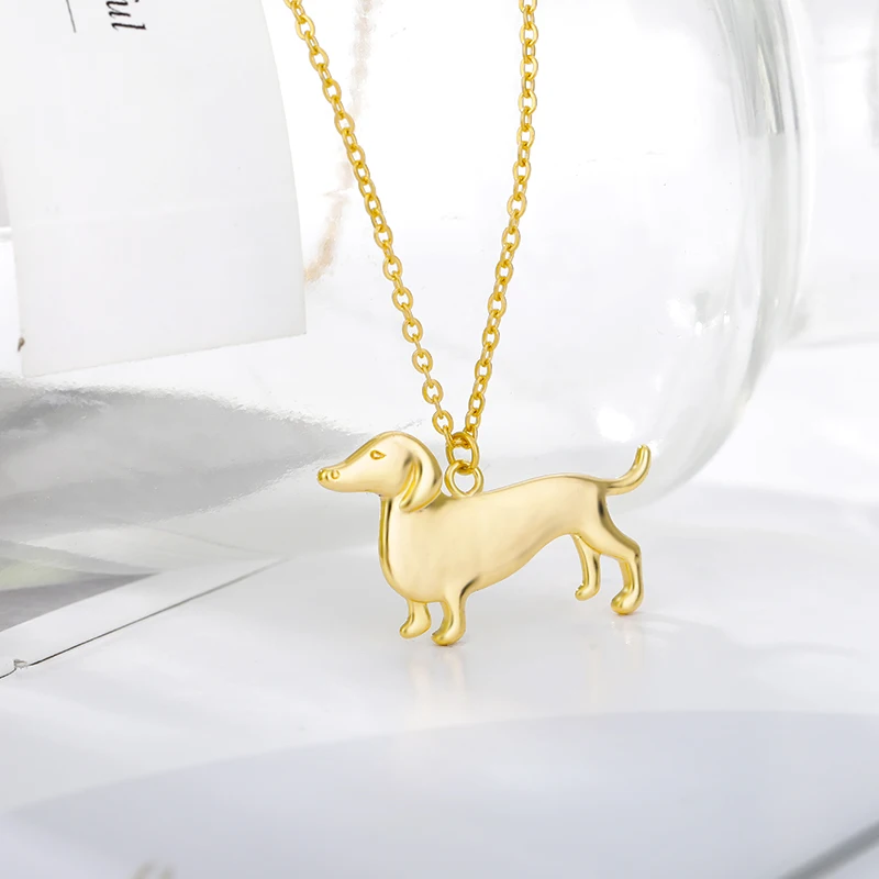

Cute Dachshund shaped Necklace For Women Dog Dachshund Pendant Chains Stainless Steel Necklace Animal Dog Chain