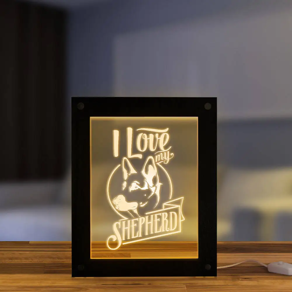 I Love my german Shepherd Dog порода освещение текст фоторамки домашний Декор подарок для любителей собак Щенок дизайн Успокаивающая Сонная лампа