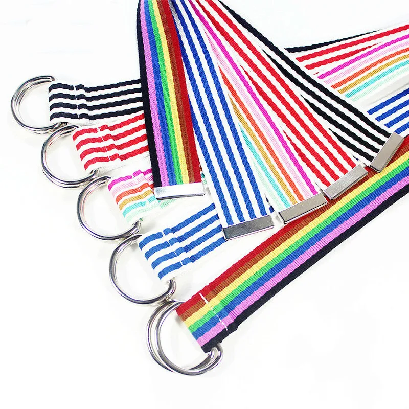 2020 Модный повседневный Радужный цветной женский ремень двойное кольцо радужная