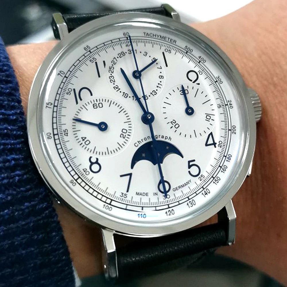

Pilot 1963 Watch Men M199S Chronograph Moon Phase Mechanical Wristwatch Seagull ST1908 Movement Retro Clock Relojes Para Hombre