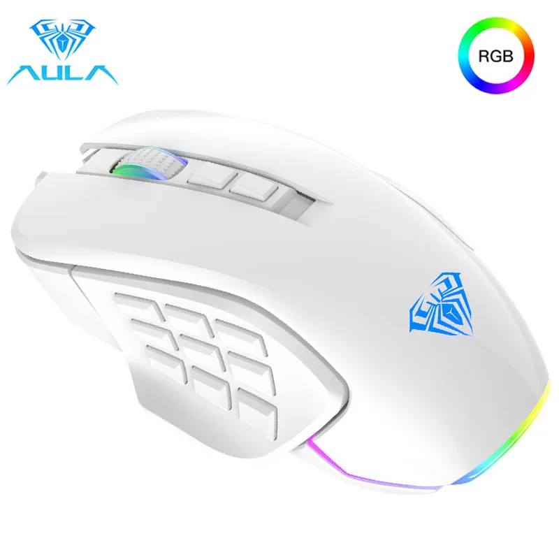 

AULA Computer Mouse Multifunction 9 Side Buttons RGB Macro Programmable Ergonomic Mice Backlit Gamer Mouse 10000DPI Adjustable