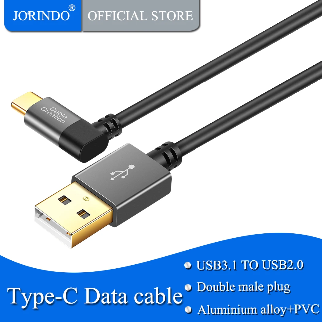 Кабель с разъемом USB C на 2 0 A jorinдо спиральный левым углом Тип кабель для быстрой
