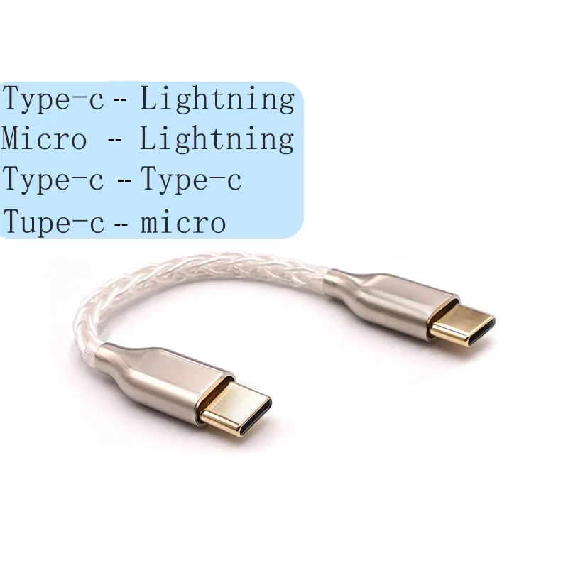8-ядерный аудиокабель 5N из стерлингового серебра с разъемом Type-c на Lightning Micro USB-A
