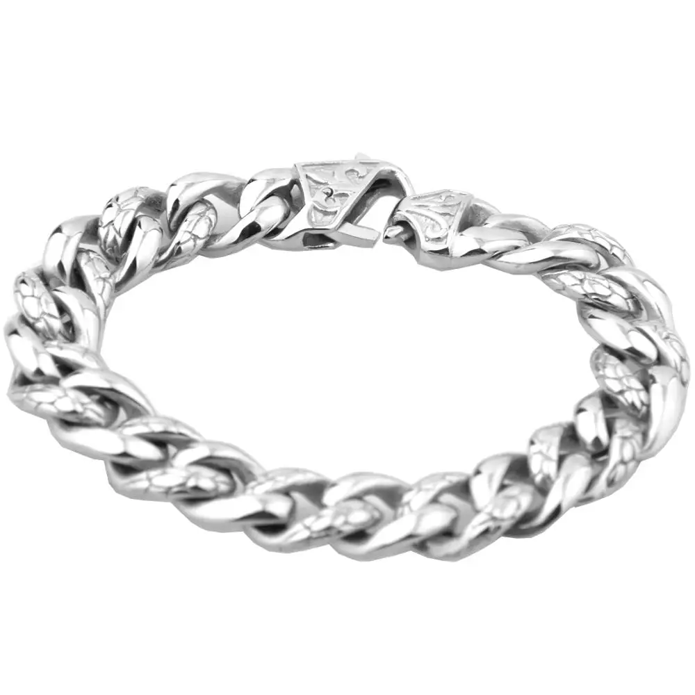 Винтажный шикарный 13 мм Байкерский тяжелый браслет цепочка из нержавеющей стали