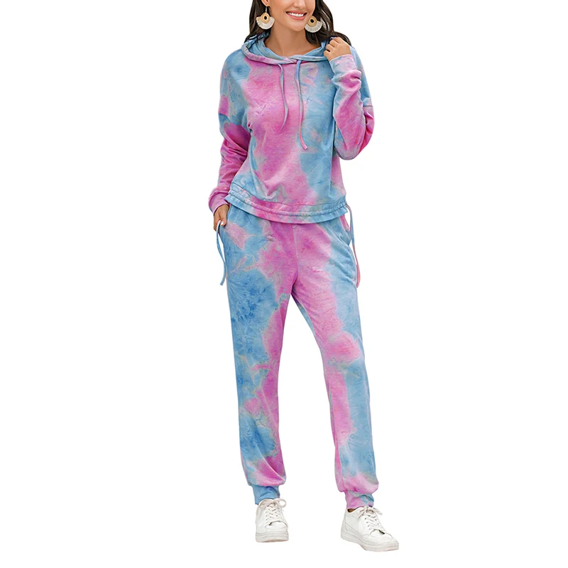 

Women's 2 Piece Tracksuit Set Tie Dye Print Drawstring Hoodie + Elastic Waist Pants Set Sweatpants Joggers Trousers Sportswear