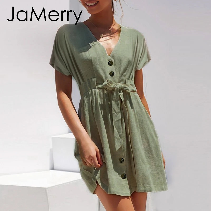 Женское винтажное мини платье на пуговицах из хлопка и льна|Женские платья| |