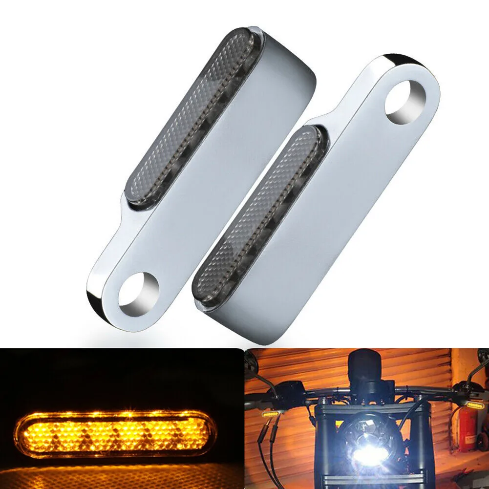 

2pcs LED Turn Signal Lights 6 LED Aluminum Alloy Blinker Chrome DC 12V