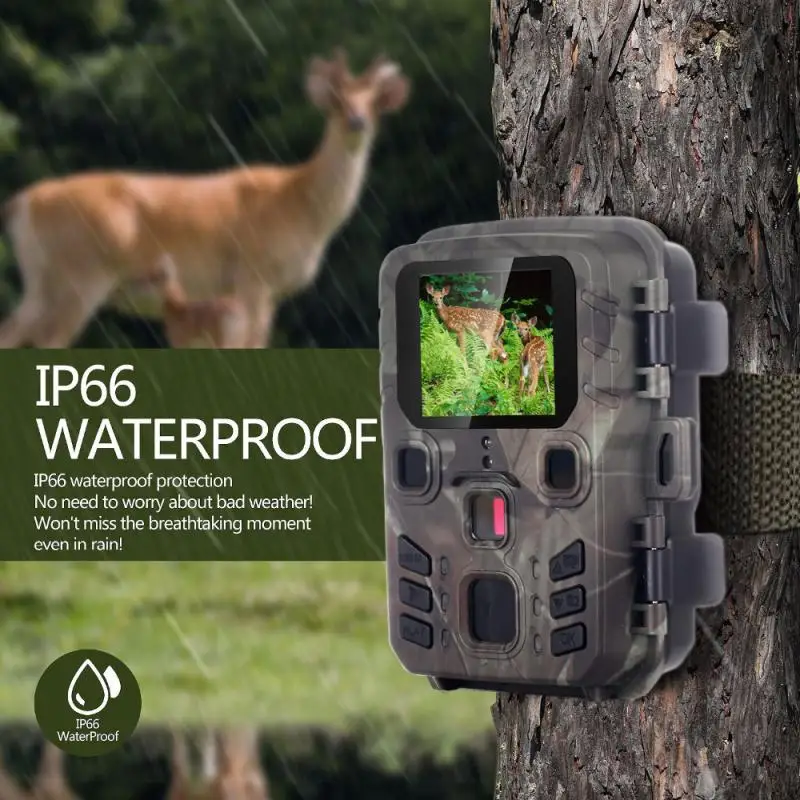 

Mini Hunting Camera 12MP Trail Camera Outdoor Wild Animal Detector HD Waterproof Monitoring Infrared Heat Sensing Night Vision