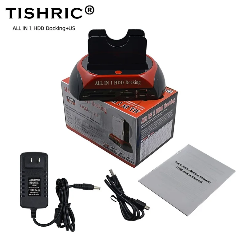 TISHRIC США все в 1 Внешний двойной жесткий диск Hdd док-станция HD Reader USB IDE коробка SATA Корпус чехол для 3,5 2,5