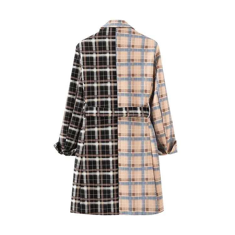 

Fashion Colorblock Plaid Double Breasted Womens Blazers Autumn/winter New Temperament Commute Light-cooked Suit Woman Jacket.