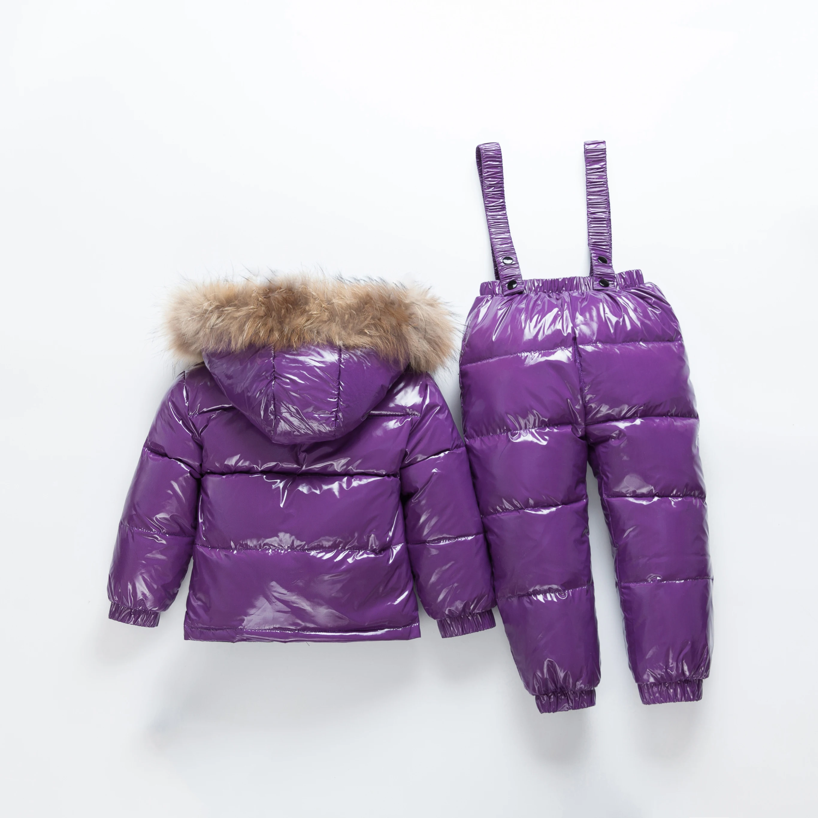 Зимние теплые комплекты одежды с капюшоном и воротником из натурального меха для