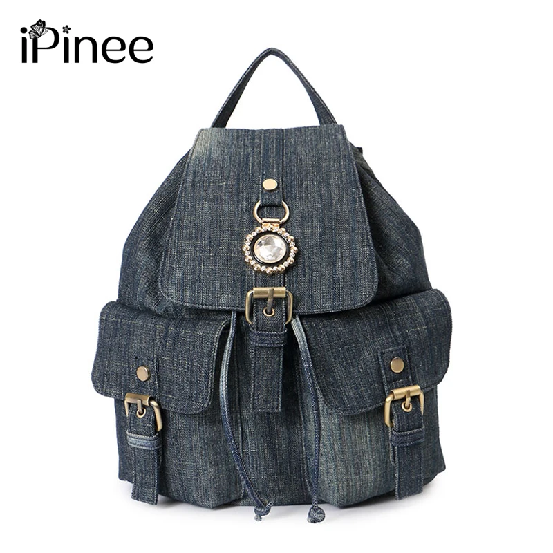 

iPinee Denim Backpack Women School Backpacks Bag for Teenage Girls Vintage Laptop Rucksack Bagpack Female Schoolbag Mochila