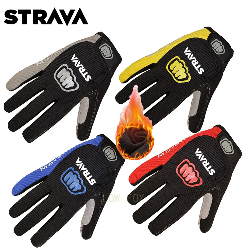 

Men Cycling Gloves Winter Keep Warm Mountain Bike Mtb Touch Screen Bicycle Clothing Non-Slip Shockproof Bike Gloves Full Finger