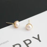 simple pearl stud earrings freshwater pearl earrings for women wedding gift 6 7mm white pearl fashion jewelry
